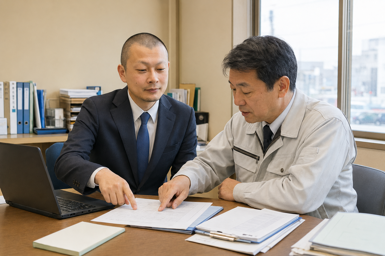 岐阜市の企業への訪問打ち合わせの様子